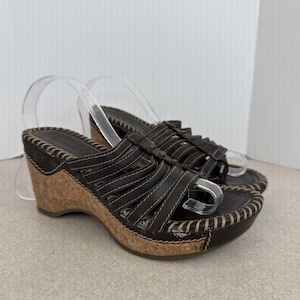 Vintage Y2K Women’s American Eagle Wedge Platform Strappy Brown Sandals Size 5.5