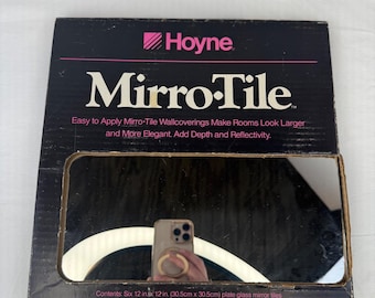 Set di 4 piastrelle a specchio in vetro Hoyne Mirro-Tile 12x12, vintage 1982, per decorazione murale in stile retrò fai da te.
