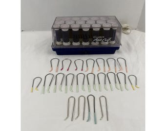 Clairol Aqua-Curl Modelo K-40 Moldeador de cabello eléctrico con 20 rulos y horquillas flocadas