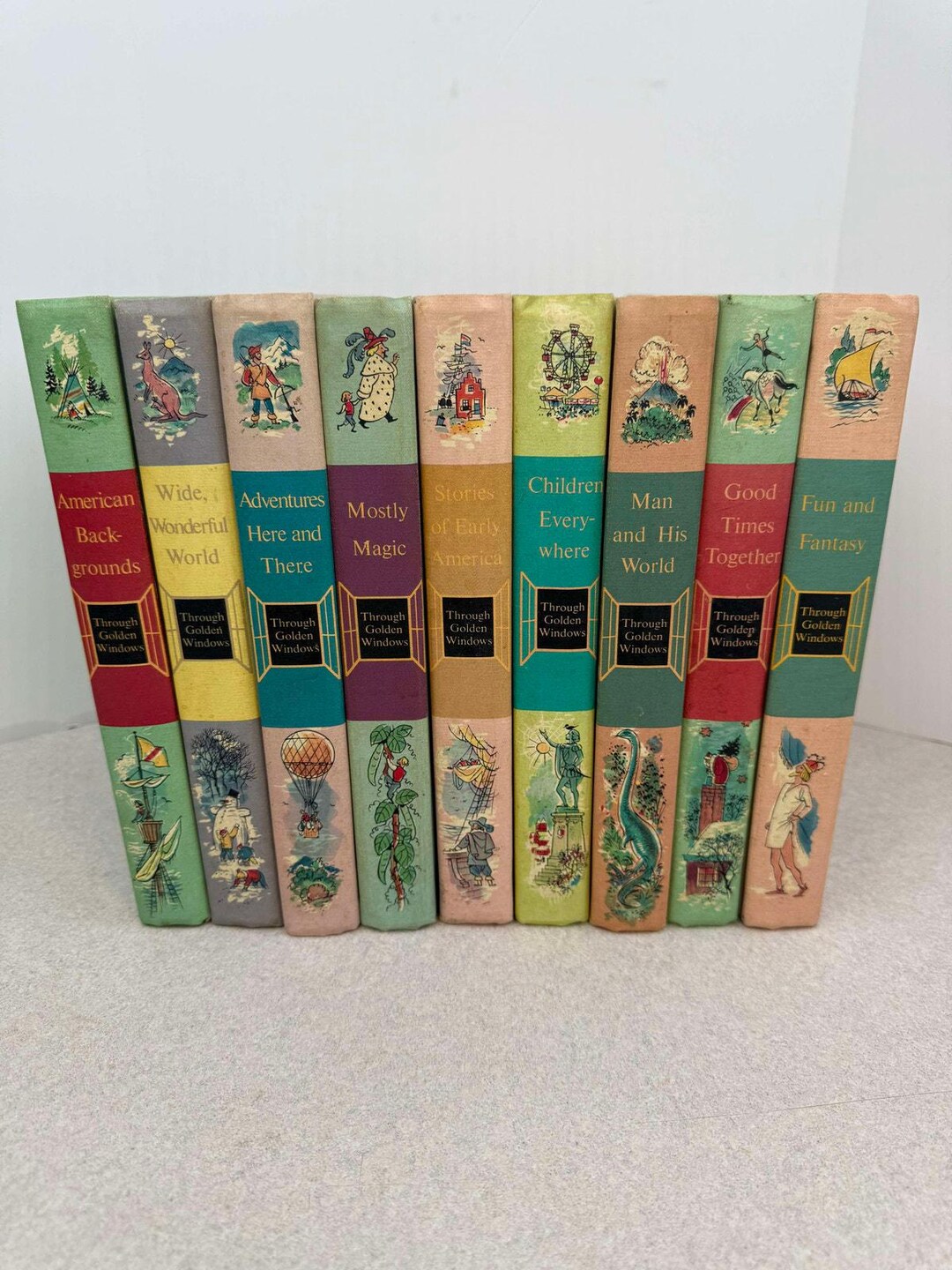 Vintage Through Golden Windows Set of 9 Vtg Childrens Books