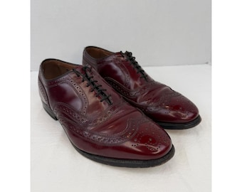 Vintage 80s Allen Edmonds Macneil Burgundy Shell Cordovan Longwing
