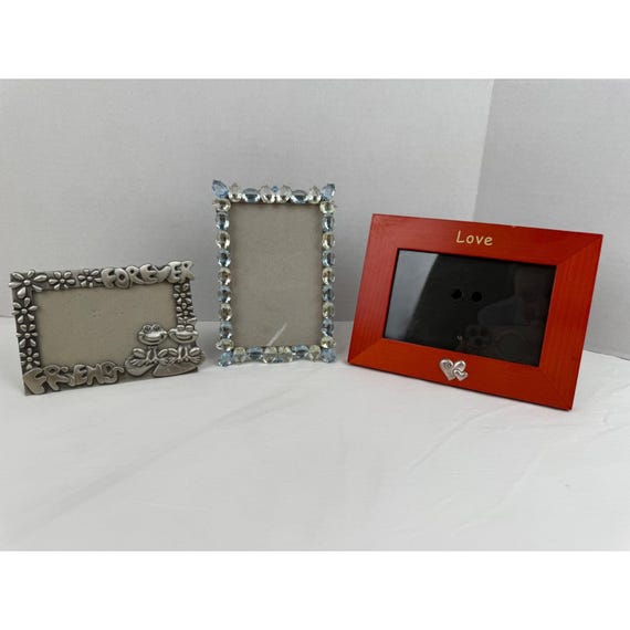 ヴィンテージ カントリー フォトフレーム フラワー ハート y2k 平成レトロ Lot of 3 Y2K Picture Frames Forever Friends Frog Crystal Red Love