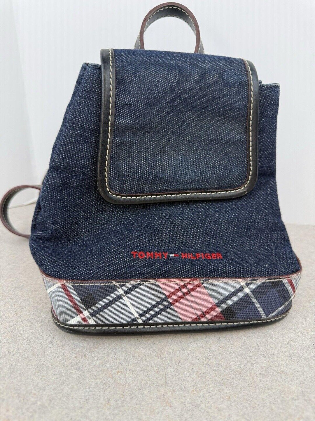 Y2K Vintage Tommy Hill Plaid Denim Mini Backpack Retro  display picture 2