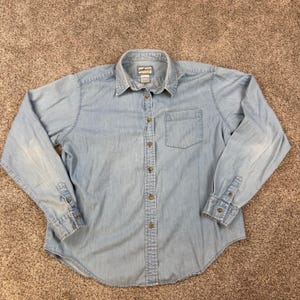 Koszula męska Pendleton Originals z niebieskiej bawełny, dżinsu, zapinana na guziki, rozmiar L zdjęcie 2