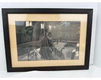 Vintage Framed Print Black and White Gallery Wall Art 18x12 Cottage Granny