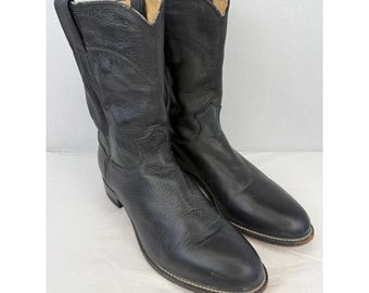 Botas vaqueras Justin Vintage 3620 de cuero negro para hombre, fabricadas en EE. UU., talla 11 B