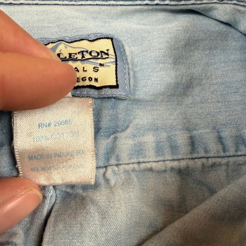 Koszula męska Pendleton Originals z niebieskiej bawełny, dżinsu, zapinana na guziki, rozmiar L zdjęcie 5