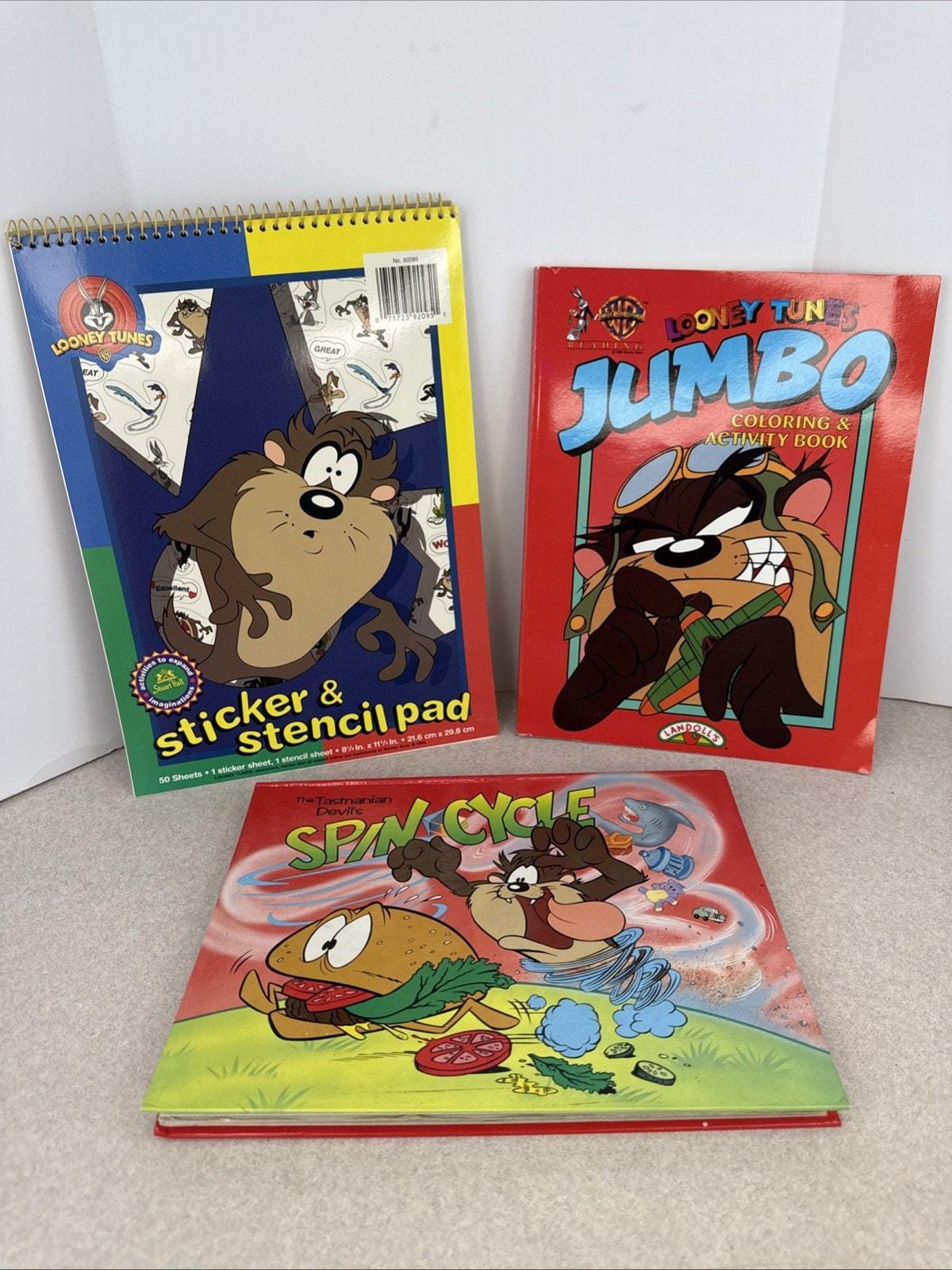 Lot of Vintage Looney Tunes Tasmanian Devil Coloring Sticker Book