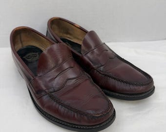Florsheim Herr Vinröda Läder Penny Loafers Moc Toe Finskor 9D 11946