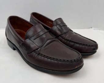 Allen Edmonds Walden Burgundy Leather Penny Loafers Mens 9 B 42477 USA Made