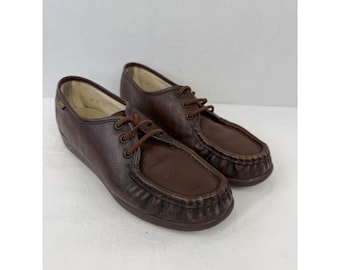 Buty SAS Siesta Brown Leather Lace Up Comfort, szyte ręcznie, wyprodukowane w USA, rozmiar 8,5 M