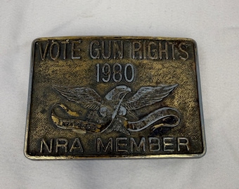 Vintage 1980 Western Cowboy NRA-medlem Bältesspänne Röstvapenrättigheter