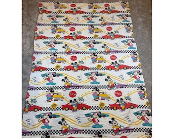 Vintage Disney Mickey Minnie Mouse Road Trip Bed Sheet Set Cotton 90s Franco