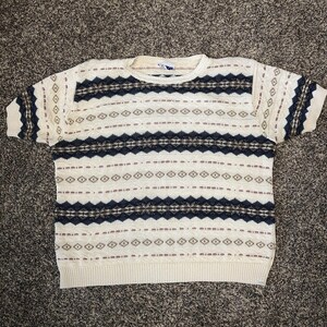 Vintage 90-tals Cape Code Damstickad Beige Nordisk Tröja Storlek L