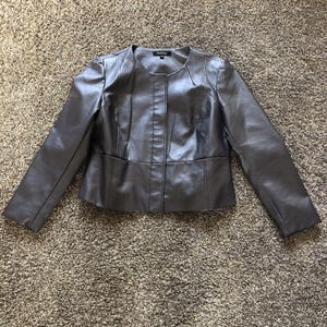 Ellen Tracy Women&#39;s Metallic Gray Zip Up Jacket Size 14