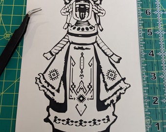 Ukrainian Motanka Skull Doll with Ukraine Trident Vyshyvanka | Vinyl Decal
