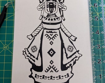 Ukrainian Motanka Skull Doll with Ukrainian Vyshyvanka | Vinyl Decal