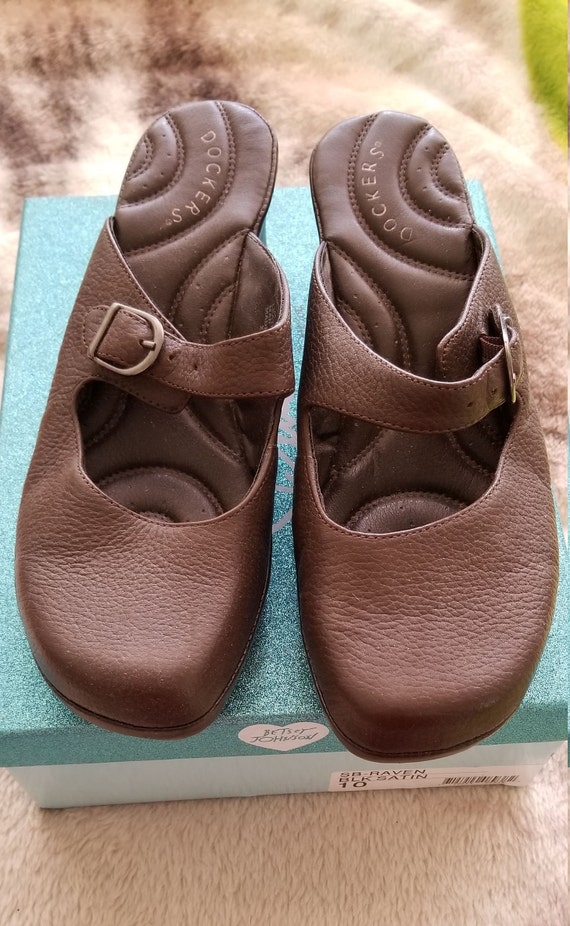 Womens Dockers Brown Leather Mules 