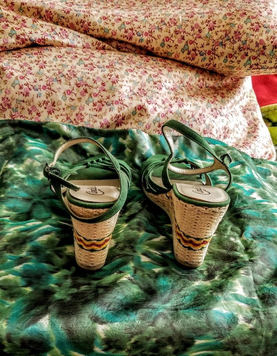 Vintage Candies Green Canvas Espadrilles-Ankle St… - image 2