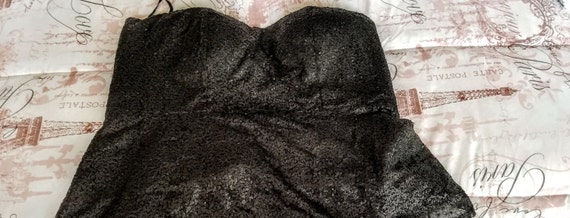 Holiday Black Sequin Peplum Bustier Top Plus Size… - image 9
