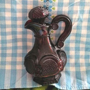 Vintage Avon Ruby Red Charm Cape Cod Collection Cruet-Original Sticker On Bottom-1970's Avon Cape Cod Collection/Avon Cruet Collections