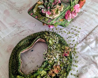 Vintage 50's-60's Sun Hat/Basket Purse Combo DIY Re-Painted & Refurbished Hat/Purse One Of A Kind