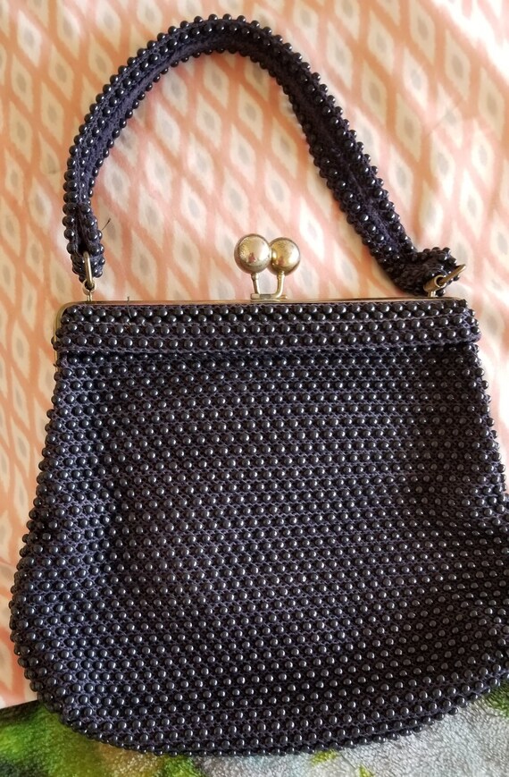 Vintage 1950'S-1960'S Deep Dark Navy~Black Beaded