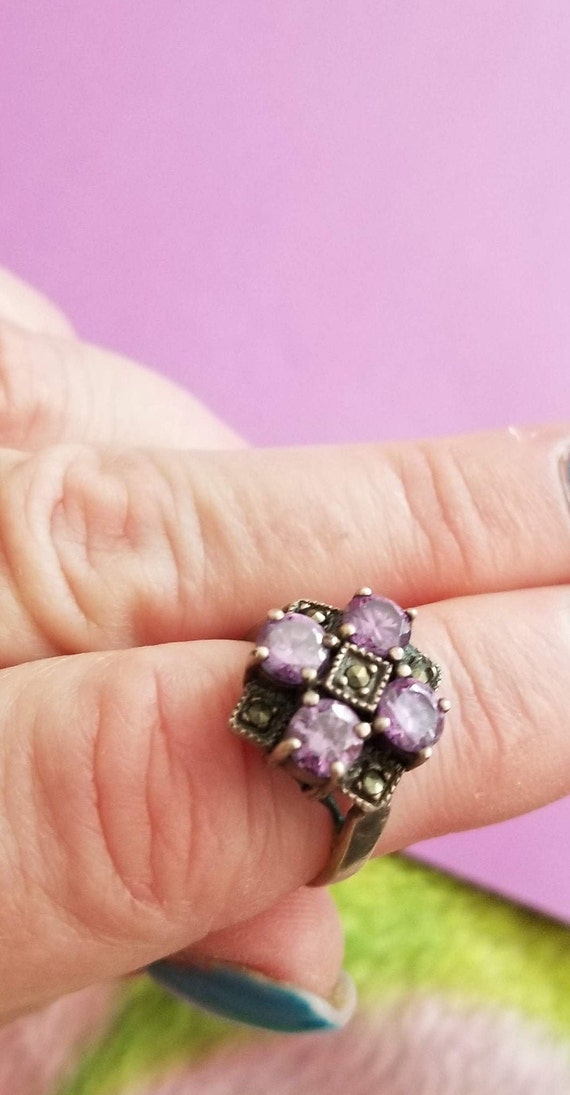 Amethyst and marcasite ring deals