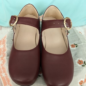 Redish Brown Leather Mary Jane/Retro Dance Shoes (New) UK Size 42 US Size 10