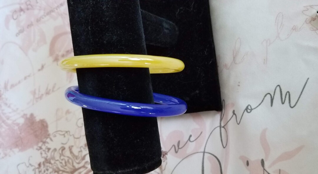 Royal Blue Banana Yellow Glass Banglesglass Bangle Etsy