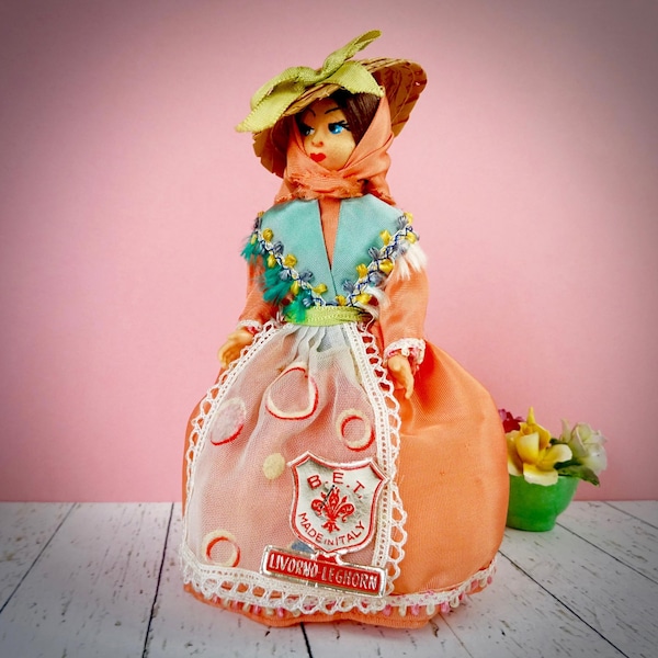 Vintage Italian Folk Doll by B.E.T. Firenze: Handcrafted Costume of Livorno, H 15cm