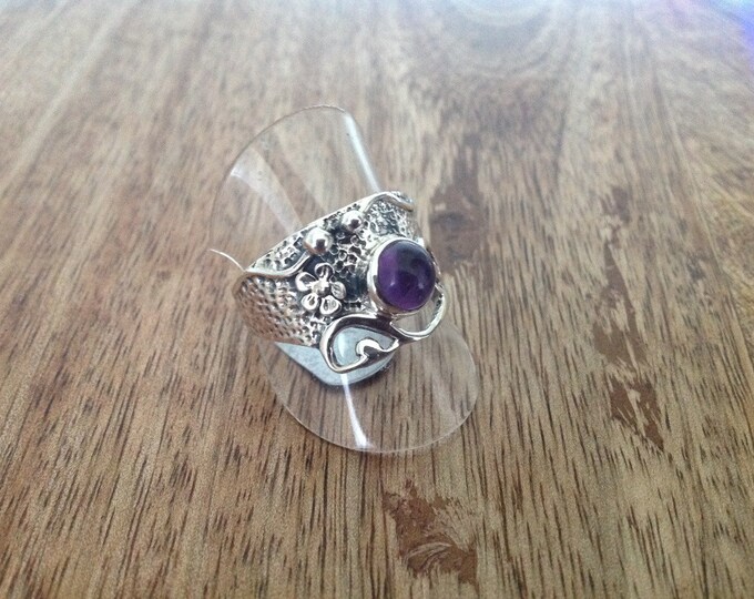 Purple Ring Purple Gemstone Ring Amethyst Silver Jewellery Sterling Silver Jewellery Silver Ring Amethyst Floral Sterling Silver Ring