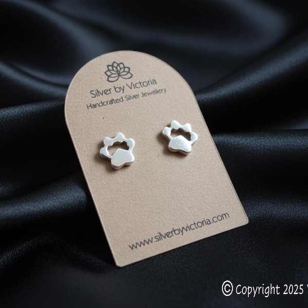 Sterling Silver Dog Paw Print Stud Earrings: Animal Jewellery