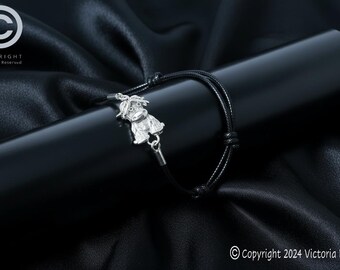 Sterling Silver Highland Cow Bracelet: Adjustable Cord Bracelet