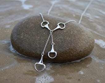 Sterling Silver Snaffle Bit Necklace, Equestrian Jewelry