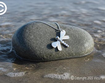 Sterling Silver Dragonfly Necklace: Animal Pendant Jewellery