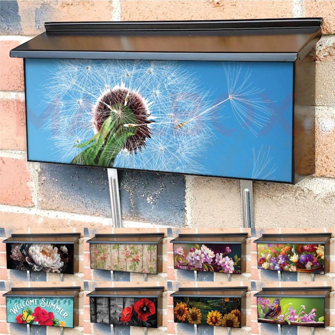 Flowers 4 Townhouse Magnetic Mailbox Cover for Wall Mounted Ranch ...