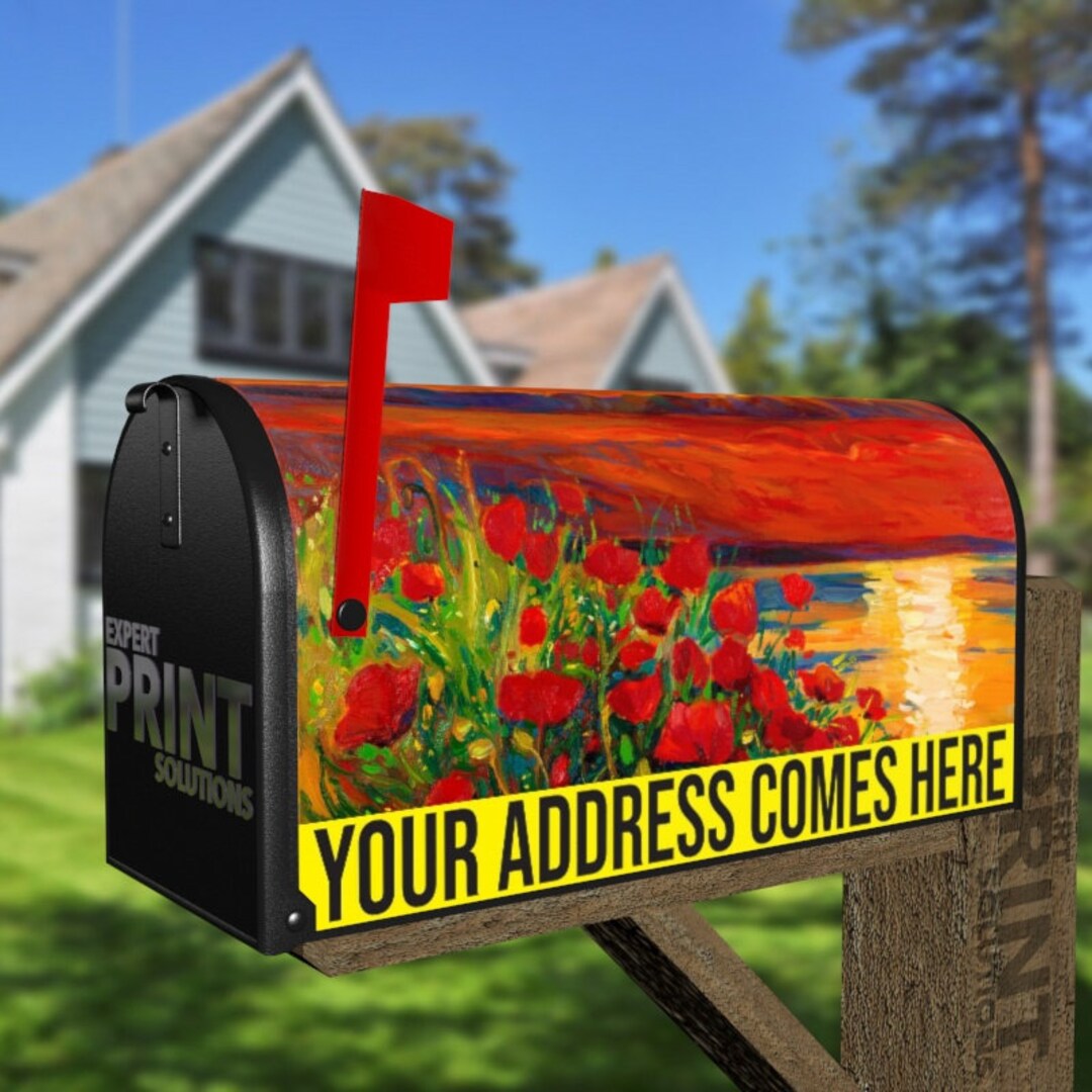 Oceanside Poppies Decorative Curbside Farm Mailbox Cover Rural Etsy