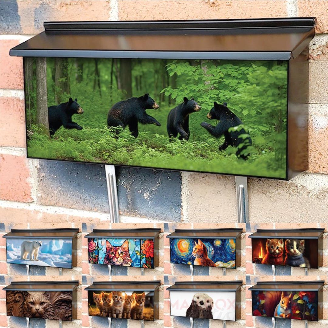 Animals 5 Townhouse Magnetic Mailbox Cover for Wall Mounted Ranch ...