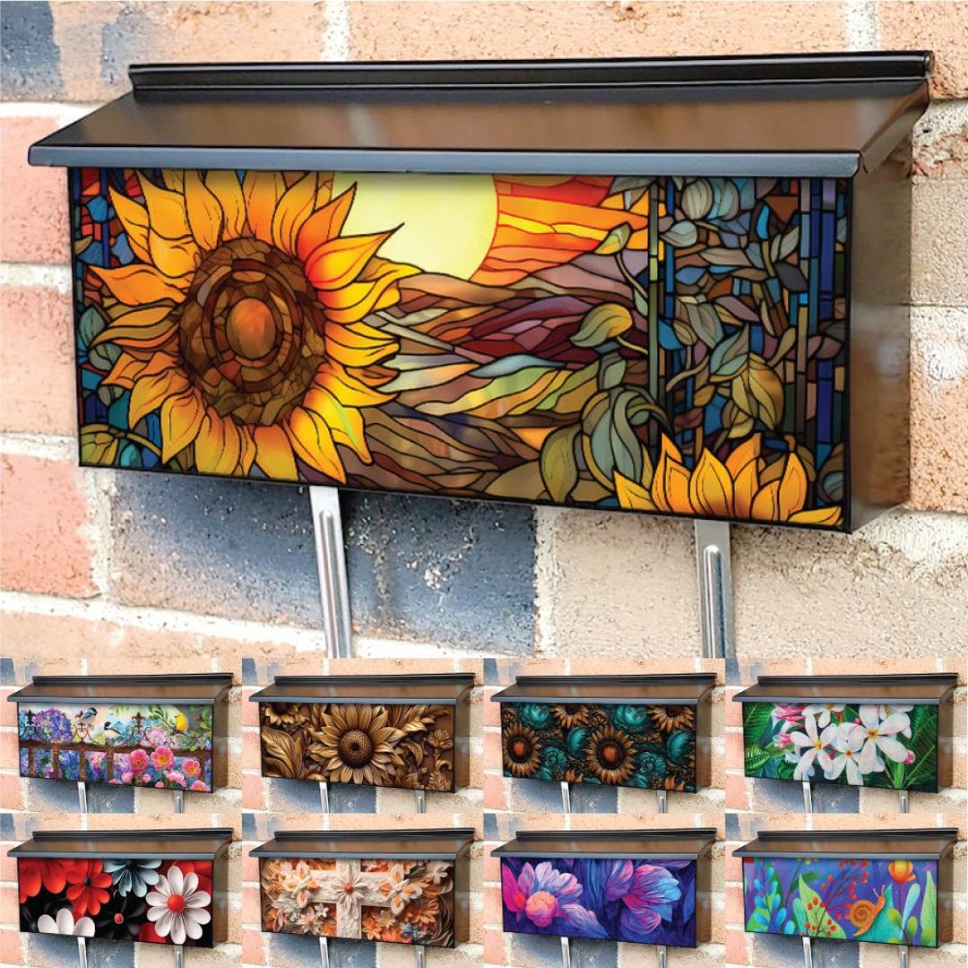 Flowers 5 Townhouse Magnetic Mailbox Cover for Wall Mounted Ranch ...