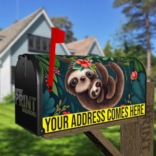 Cute Mommy and Baby Sloths Decorative Curbside Farm Mailbox Cover Rural Magnet - FREE SHIPPING