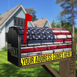 American Flag on Bricks Decorative Curbside Farm Mailbox Cover Rural Magnet - FREE SHIPPING