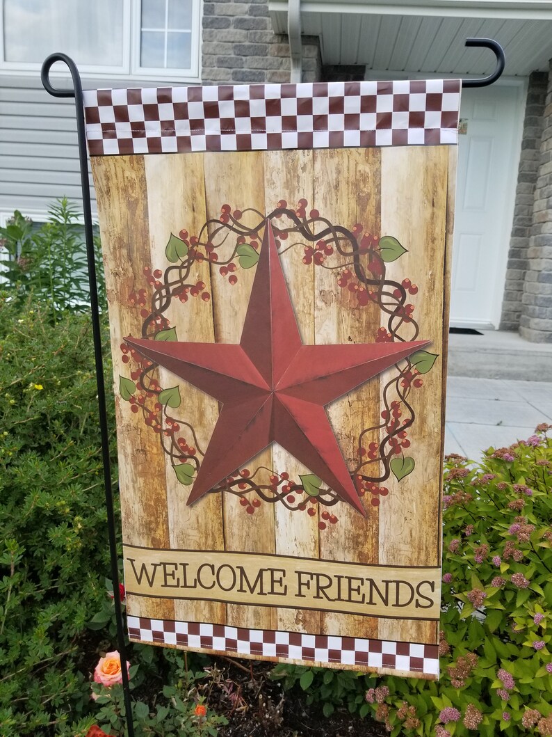 14x24 Single Sided Primitive Country Garden Flag on Light Etsy