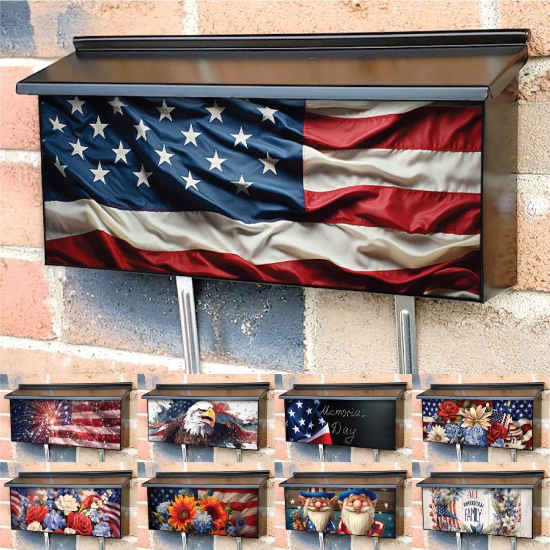 USA 3 Townhouse Magnetic Mailbox Cover for Wall Mounted Ranch American ...