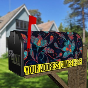 Boho Folk Art Paisley et Tulipes Pattern #3 Décoratif Curbside Farm Mailbox Cover Aimant rural - LIVRAISON GRATUITE