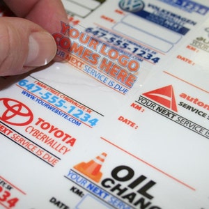 Custom Full Color Oil change service stickers, rotation, re-torque reminder labels white/clear static cling, low tack vinyl, FREE SHIPPING image 2