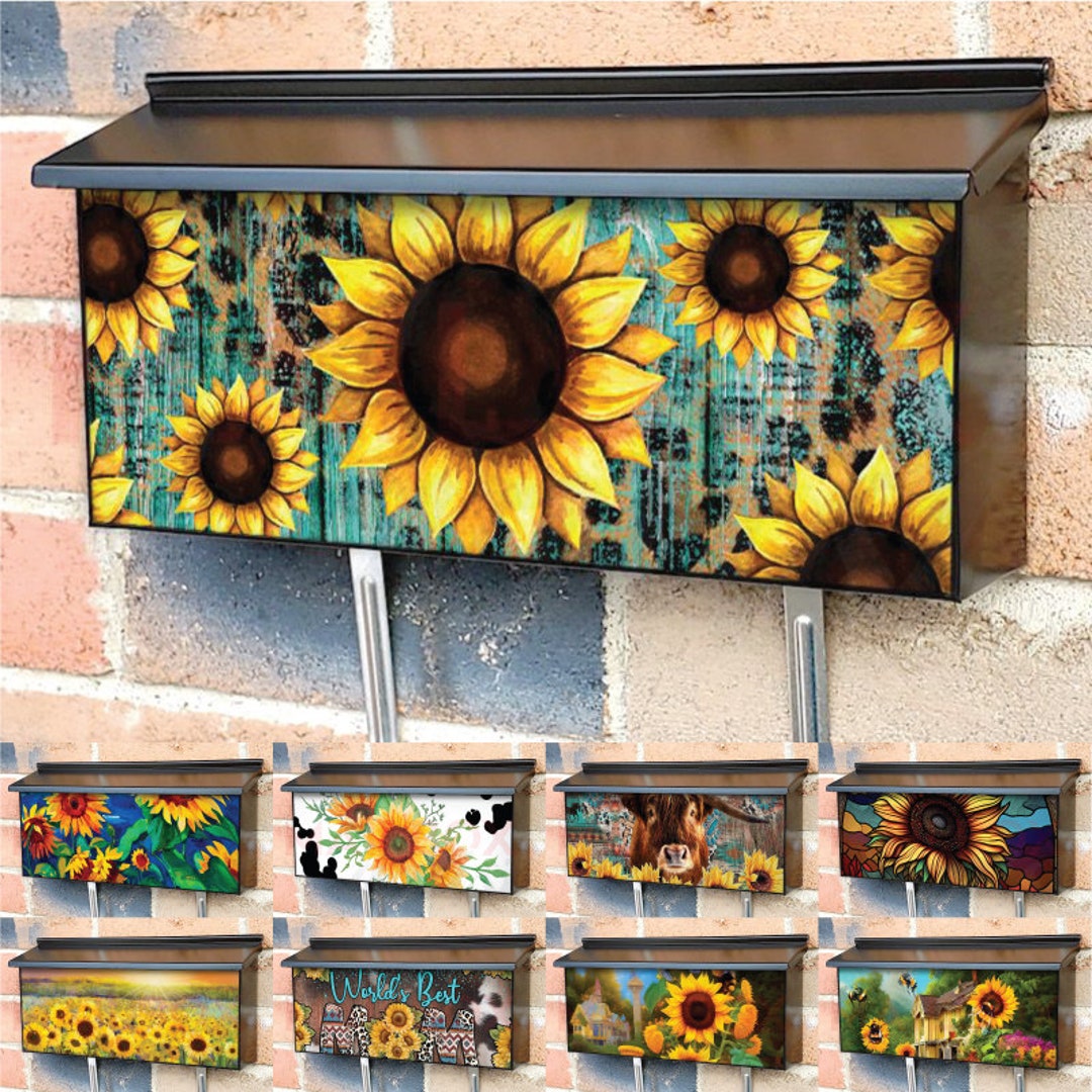 Sunflower Townhouse Mailbox Cover for Wall Mounted Ranch
