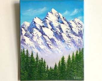 MOUNTAIN LANDSCAPE original oil paintingee 14 x 11" on streched canvas, original oil painting, original landscape