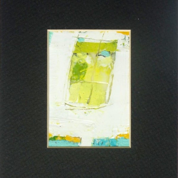 WINDOW into SUMMER original ACEO encaustic miniature abstract painting  2.5 x 3.5", original abstract painting