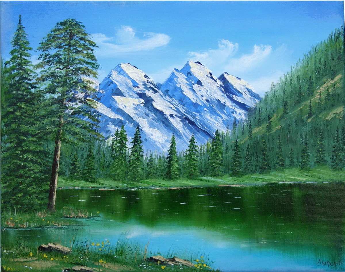 mountain valley wall art Original Oil Painting 8\u04455 fine art by